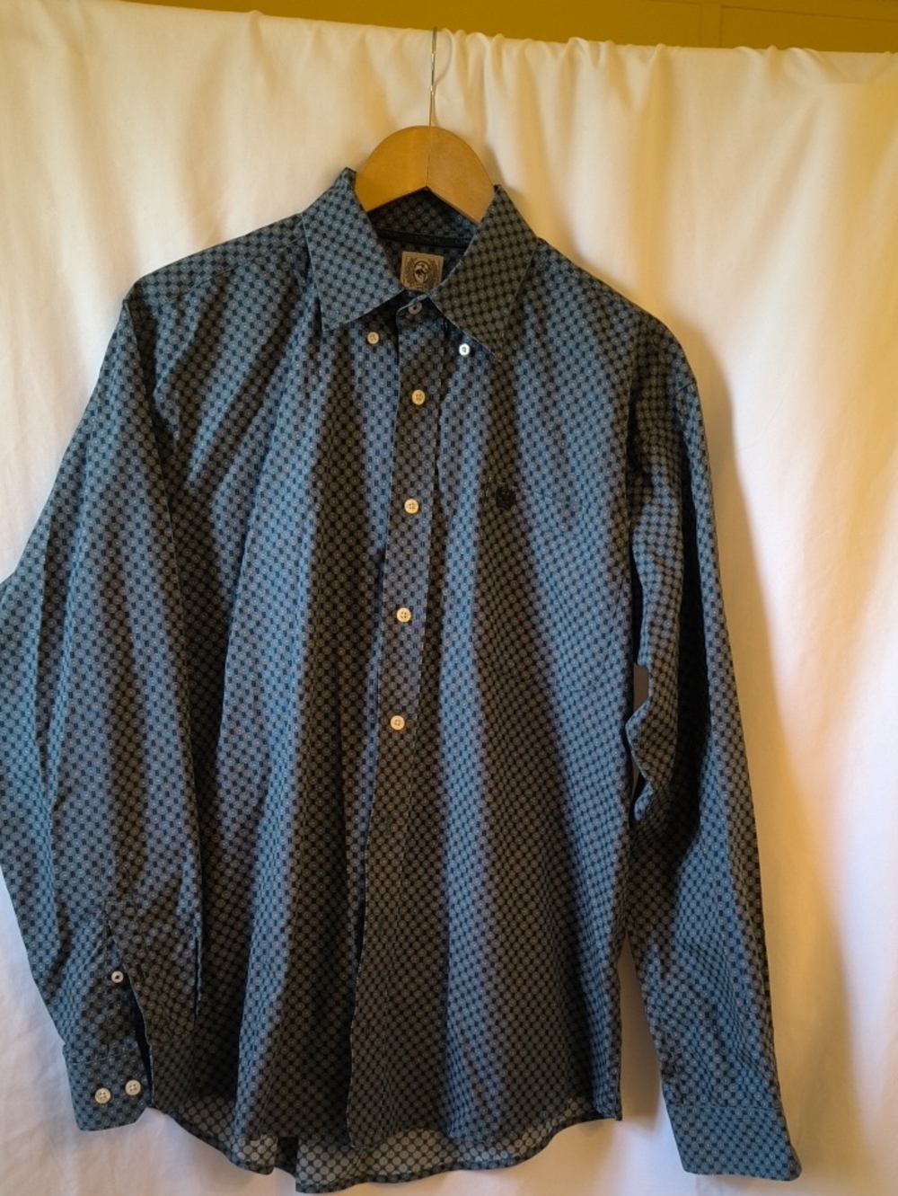 Cinch Blue and Black Geometric Button-Up Shirt